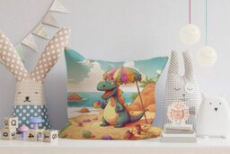 Warren Reed Designer Giraffe On A Beach Holiday Cushions 45Cm X 45Cm - thumbnail 2