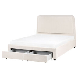 Beliani Bed With Storage Drawers Boucle Sardent 160 X 200 Cm (Eu King Size) Off-White - thumbnail 4