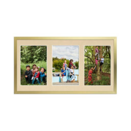 AK Frames 40X20Cm Gold Sleek Multi Photo Frame With Ivory Mount - Holds 3 Apertures (3X) 6X4 Photos - thumbnail 1