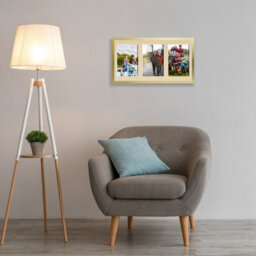 AK Frames 40X20Cm Gold Sleek Multi Photo Frame With Ivory Mount - Holds 3 Apertures (3X) 6X4 Photos - thumbnail 3
