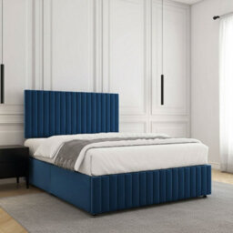 REGIONAL FURNISHINGS Blue Plush Velvet Divan Bed Set With 24Inch Headboard & Footboard 2Drawersfootend & Mattress In 4Ft 4Ft6 5Ft 6Ft Sizes - thumbnail 2