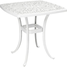 Foxden White Garden Side Table Umbrella Hole Cast Aluminium Patio Square 54Cm Powder Coated - thumbnail 3