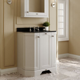 Hudson Reed Floor Standing 3 Door Angled Vanity Unit With 3 Tap Hole Black Marble Top & Basin, Timeless Sand, 786 X 470 mm - thumbnail 4