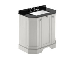 Hudson Reed Floor Standing 3 Door Angled Vanity Unit With 3 Tap Hole Black Marble Top & Basin, Timeless Sand, 786 X 470 mm - thumbnail 1