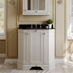 Hudson Reed Floor Standing 3 Door Angled Vanity Unit With 3 Tap Hole Black Marble Top & Basin, Timeless Sand, 786 X 470 mm - thumbnail 2