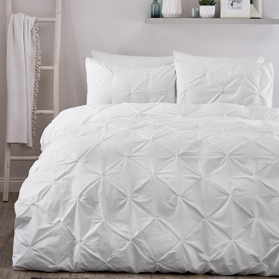 Serene Lara Luxury White Ruched Duvet Cover Set - image 1