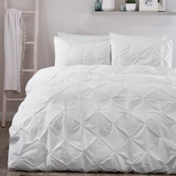 Serene Lara Luxury White Ruched Duvet Cover Set - thumbnail 1
