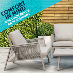 Dellonda Fusion Aluminium 4 Piece Outdoor Sofa, Chairs & Table Set, Light Grey - thumbnail 4