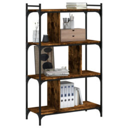 Berkfield Bookcase 4-Tier Smoked Oak 76X32X123 Cm Engineered Wood - thumbnail 3