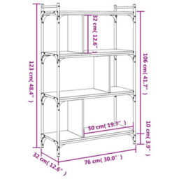 Berkfield Bookcase 4-Tier Smoked Oak 76X32X123 Cm Engineered Wood - thumbnail 9