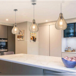 Long Life Lamps Company Modern Tear Drop Ceiling Pendant Light Crackled Clear Glass Lamp Shade H3066 - thumbnail 7