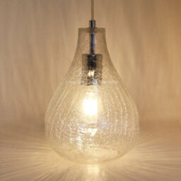 Long Life Lamps Company Modern Tear Drop Ceiling Pendant Light Crackled Clear Glass Lamp Shade H3066 - thumbnail 6