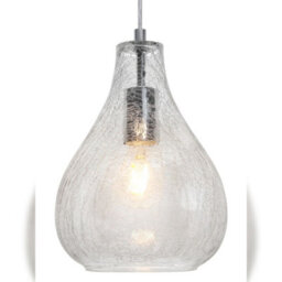 Long Life Lamps Company Modern Tear Drop Ceiling Pendant Light Crackled Clear Glass Lamp Shade H3066 - thumbnail 1