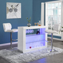 Furniture in Fashion Fiesta White High Gloss Bar Table With 2 Candid White Stools