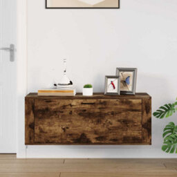 Berkfield Modern Wall Shoe Cabinet Smoked Oak 100X35X38 Cm Engineered Wood - thumbnail 3