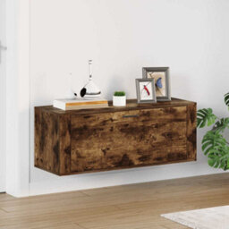 Berkfield Modern Wall Shoe Cabinet Smoked Oak 100X35X38 Cm Engineered Wood - thumbnail 2