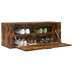 Berkfield Modern Wall Shoe Cabinet Smoked Oak 100X35X38 Cm Engineered Wood - thumbnail 4