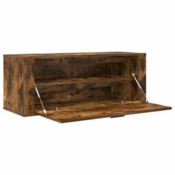Berkfield Modern Wall Shoe Cabinet Smoked Oak 100X35X38 Cm Engineered Wood - thumbnail 6