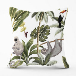 Warren Reed Designer Tropical Sloths Cushions 60Cm X 60Cm - thumbnail 1