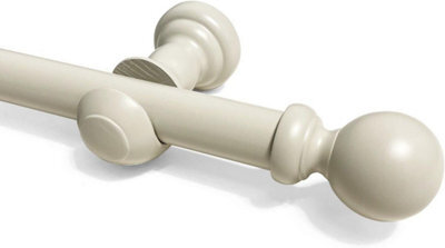 Lister Cartwright  28 mm Wooden Curtain Poles Fixed Length (Chalk Ball, 240 Cm)