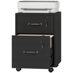 Roll File Cabinet With Drawer, Organiser Letter Size, Black - thumbnail 1