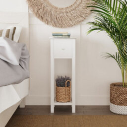 Urbn-Living Urbnliving 70Cm Height 2 Pcs Slim Bedside Nightstand White Table 1 Storage Drawer Bedroom Furniture Sofa Side Unit - thumbnail 2