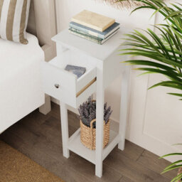 Urbn-Living Urbnliving 70Cm Height 2 Pcs Slim Bedside Nightstand White Table 1 Storage Drawer Bedroom Furniture Sofa Side Unit - thumbnail 4