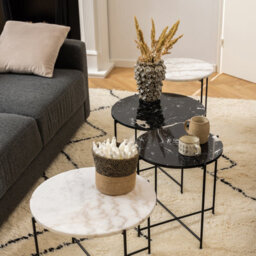 Furniture To Go Avila Side Table With Black Polished Marble Stone 52X40Cm - thumbnail 5