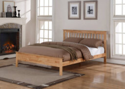Save On Goods UK 4Ft6 Double Oak Finish Colour Wood Bed Frame.shaker,wooden. Bedstead. Low Foot End Board