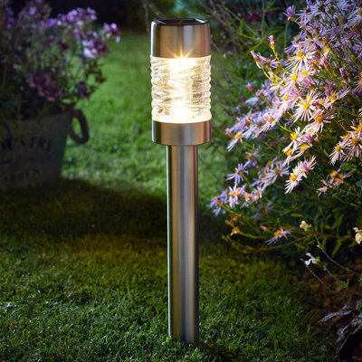 Superbright Led Solar Stake Light Martello (3 Pack) White Brushed Stainless Steel - image 1