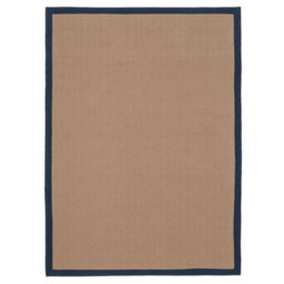 Loomed Beige Natural Jute Herringbone Pattern Non Slip Navy Border Rug 200Cm X 290Cm - thumbnail 2