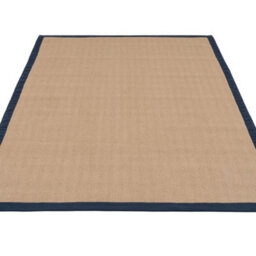 Loomed Beige Natural Jute Herringbone Pattern Non Slip Navy Border Rug 200Cm X 290Cm - thumbnail 3