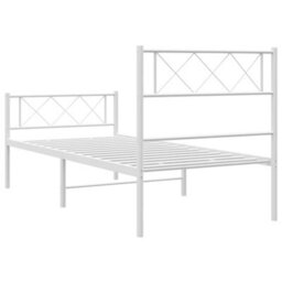 Berkfield Metal Bed Frame With Headboard And Footboard White 107X203 Cm - thumbnail 7