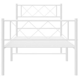 Berkfield Metal Bed Frame With Headboard And Footboard White 107X203 Cm - thumbnail 4