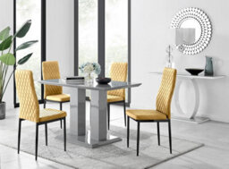 Furniturebox Uk Imperia 4 Grey Dining Table And 4 Mustard Velvet Milan Black Leg Chairs - thumbnail 1