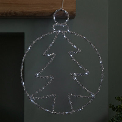 Samuel Alexander 49Cm Battery Powered Light Up Silver Christmas Tree Ball With Twinkling Leds - image 1