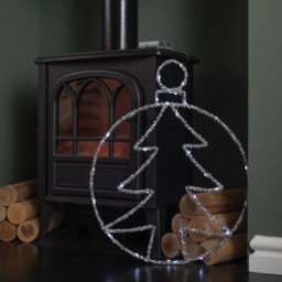 Samuel Alexander 49Cm Battery Powered Light Up Silver Christmas Tree Ball With Twinkling Leds - thumbnail 3