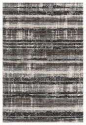 Eleanor Modern Embossed Contemporary Living Room Area Rug - Striped Design,grey,80 X 150 Cm - thumbnail 2