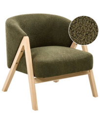 Wyld And Coco Modern Armchair In Dark Green Bouclé Fabric With Rubberwood Legs - Compact Accent Chair - thumbnail 3