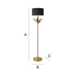 Valuelights Christina Black With Metallic Gold Drum Shade Gold Palm Leaf Floor Lamp - thumbnail 8