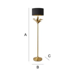 Valuelights Christina Black With Metallic Gold Drum Shade Gold Palm Leaf Floor Lamp - thumbnail 6