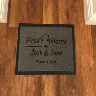 One Of A Kind Design Uk Personalised First Home Doormat -8mm Pile Housewarming Gift - 40X60Cm - image 1