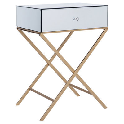 Beliani Side Table Vivy Glass Mirrored Silver - image 1