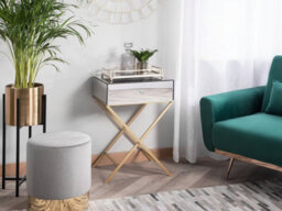 Beliani Side Table Vivy Glass Mirrored Silver - thumbnail 2