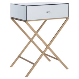 Beliani Side Table Vivy Glass Mirrored Silver - thumbnail 1