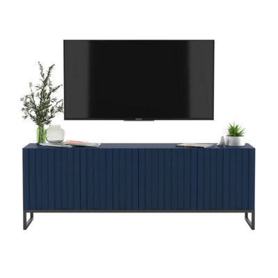 Heze Furniture Elpis Glamour Tv Cabinet Media Unit With Storage - Navy / Black Frame - image 1