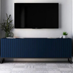 Heze Furniture Elpis Glamour Tv Cabinet Media Unit With Storage - Navy / Black Frame - thumbnail 5