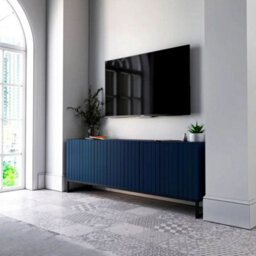 Heze Furniture Elpis Glamour Tv Cabinet Media Unit With Storage - Navy / Black Frame - thumbnail 4