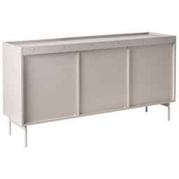 Wyld And Coco Novalux Three Door Sideboard, Light Beige Mdf Cabinet With Slim Metal Legs, W150 X D40 X H77Cm - thumbnail 8