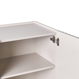 Wyld And Coco Novalux Three Door Sideboard, Light Beige Mdf Cabinet With Slim Metal Legs, W150 X D40 X H77Cm - thumbnail 9